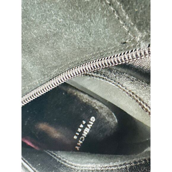 Givenchy Black Leather Suede OTK Boots 38.5 Over The Knee Printed Heel - Picture 9 of 15